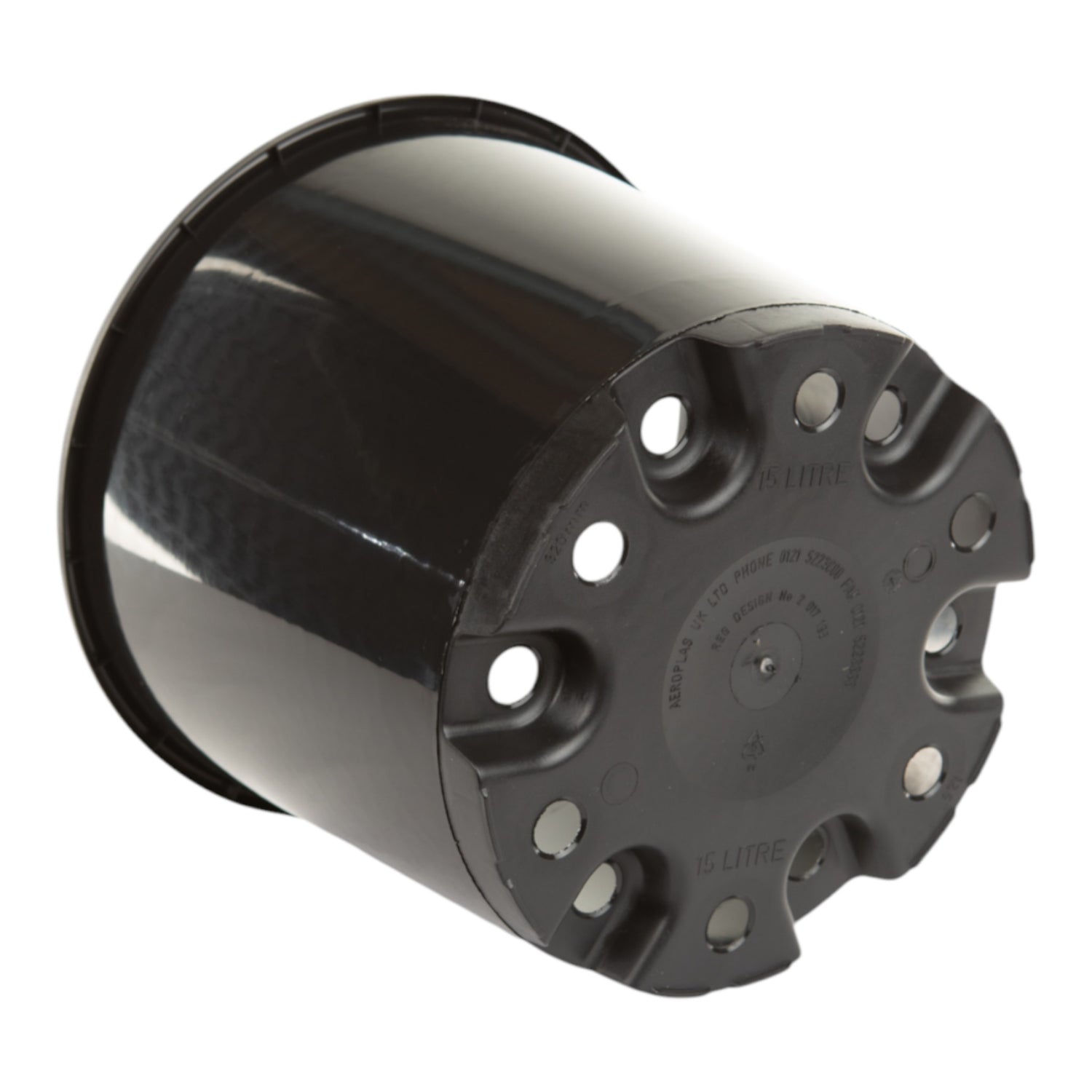 AEROPLAS 15ltr Non-Slotted Round Container Pot BLACK (444 per pallet)