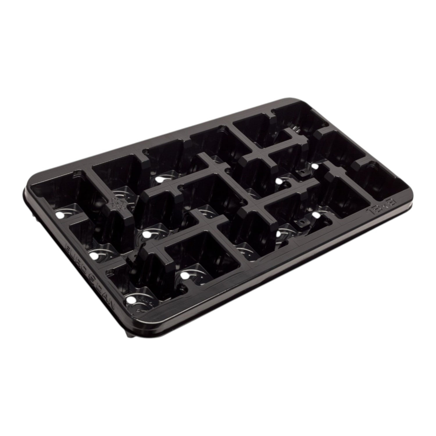 MODIFORM 18x9cm square 4 per shelf thermoformed PS transport tray PRISTINE (1200 per pallet / Min order 1 Case of 50)