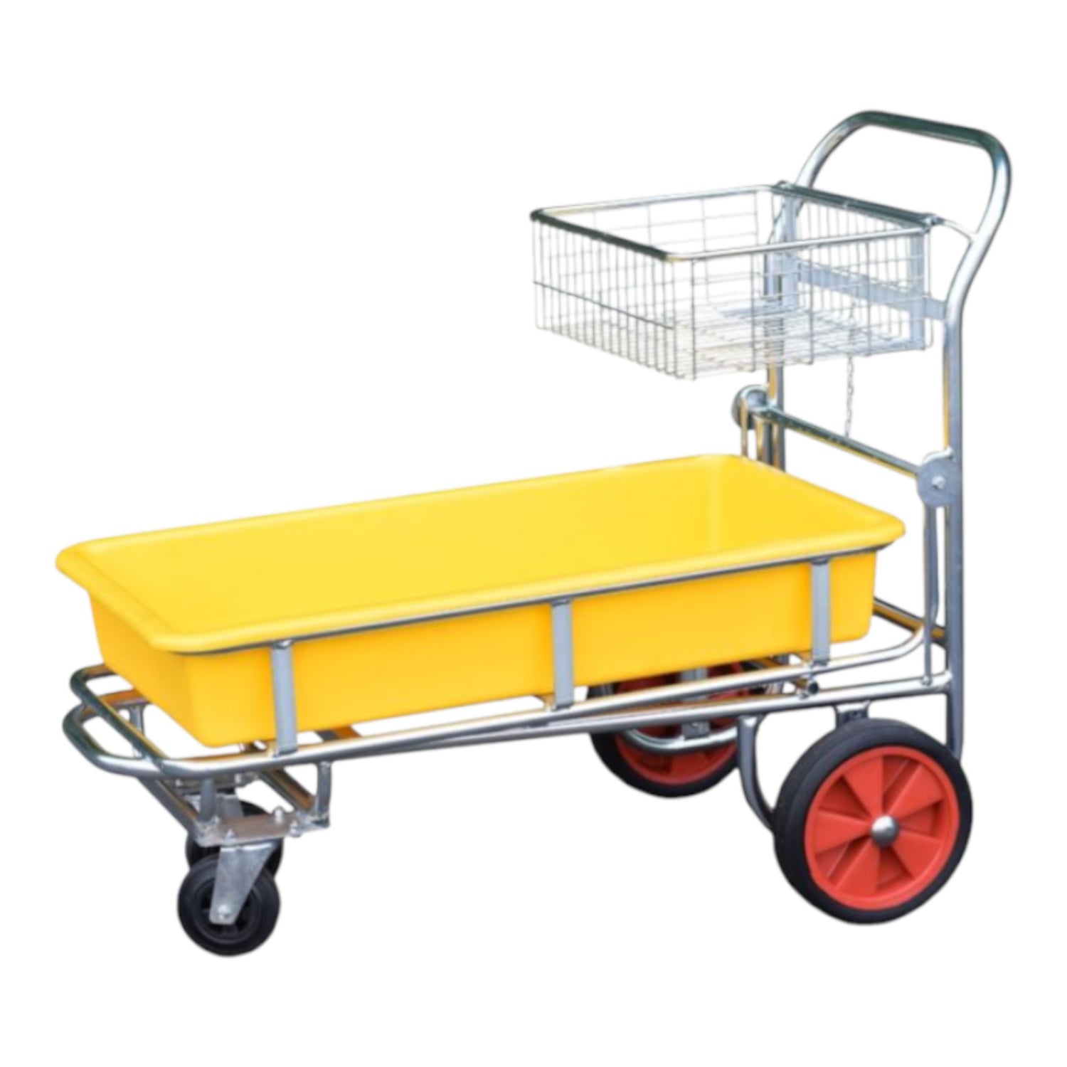 Gainsborough E Trolley with Yellow Tray 50cm Top Basket Pneumatic Wheels