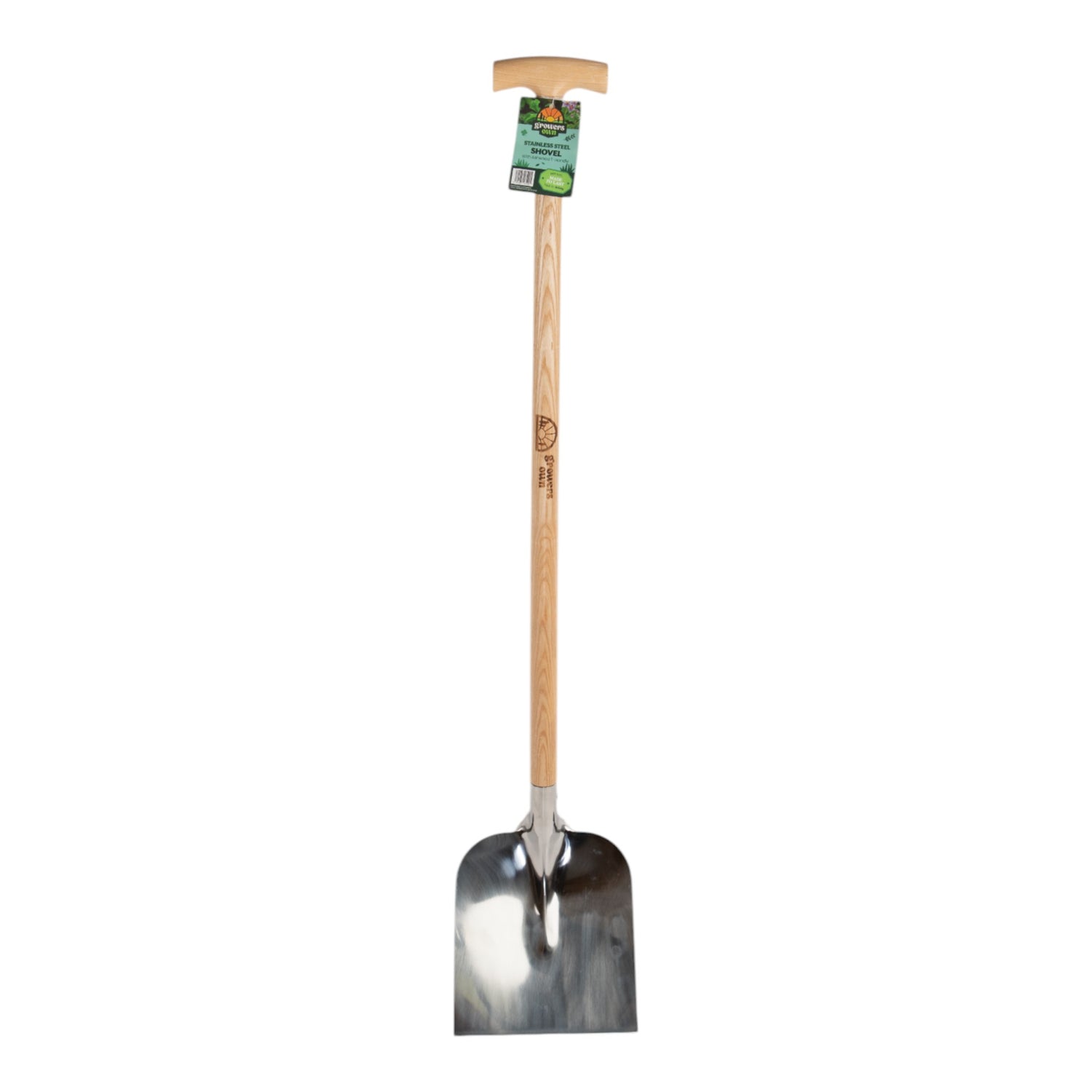 Growers Own Stainless Steel Shovel w/ Ashwood T-Handle