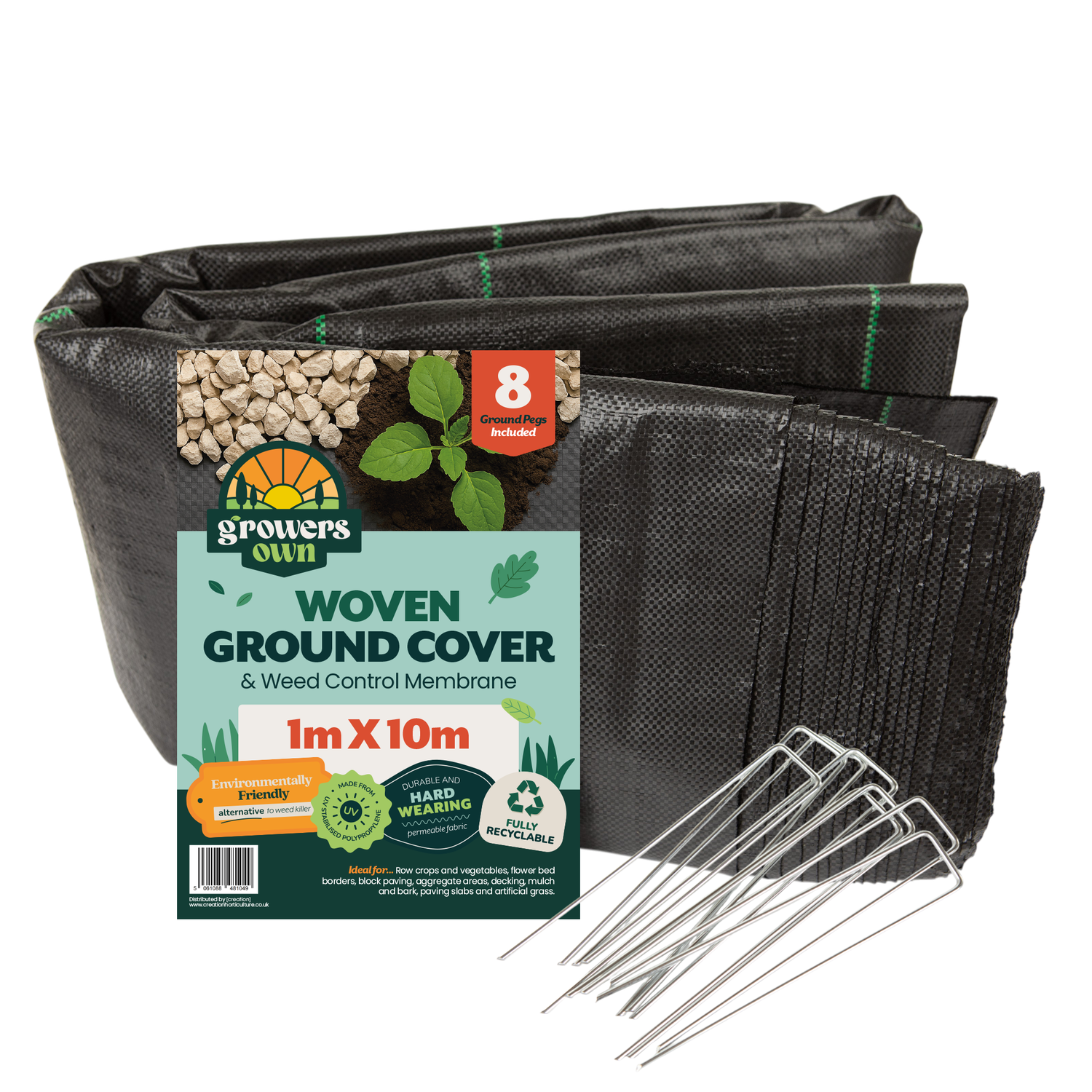 GROWERS OWN Ground Cover Lines 100GSM 1M x 10M with 8 pegs