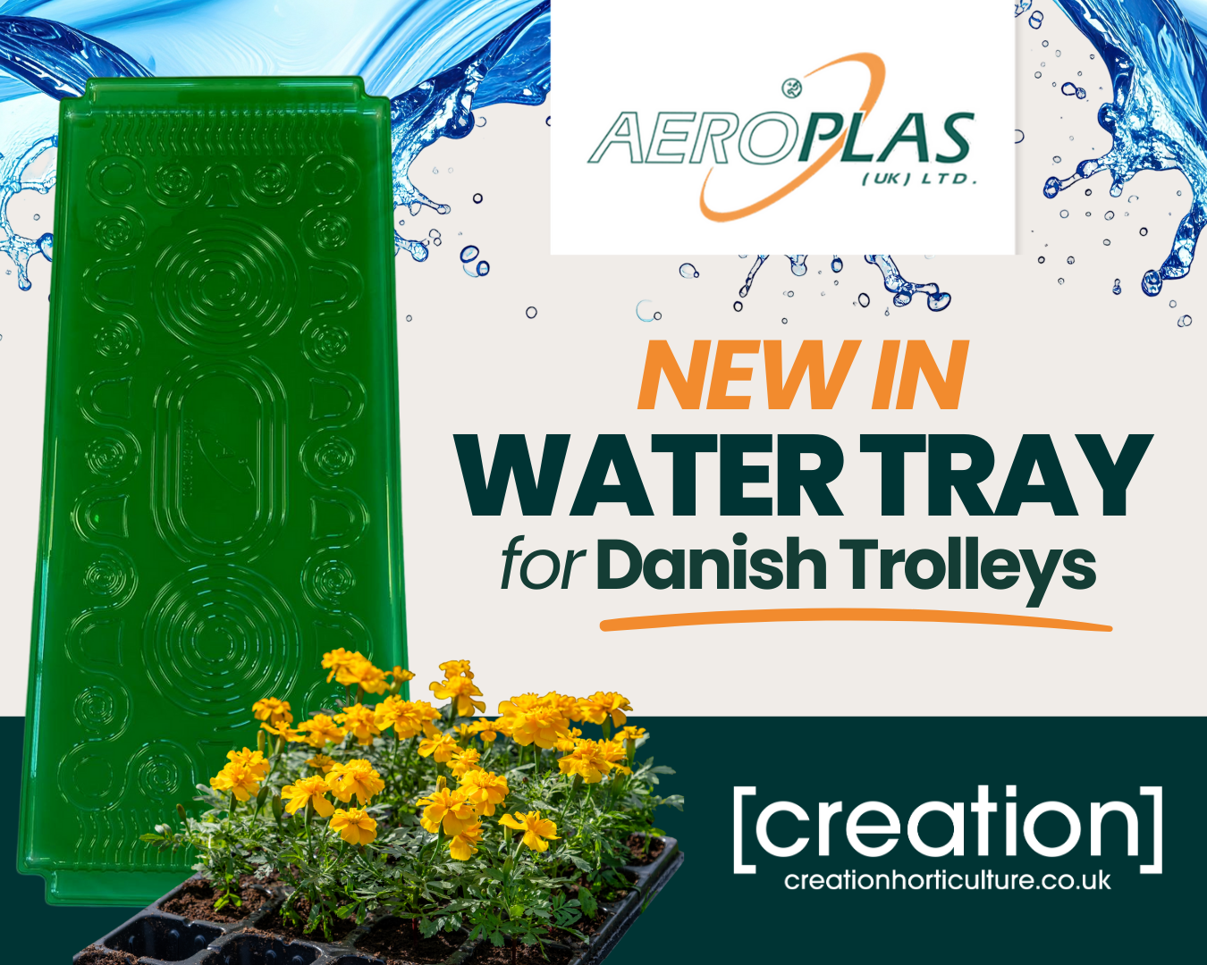 NEW In to Creation, Aeroplas Water Tray for Danish Trolleys