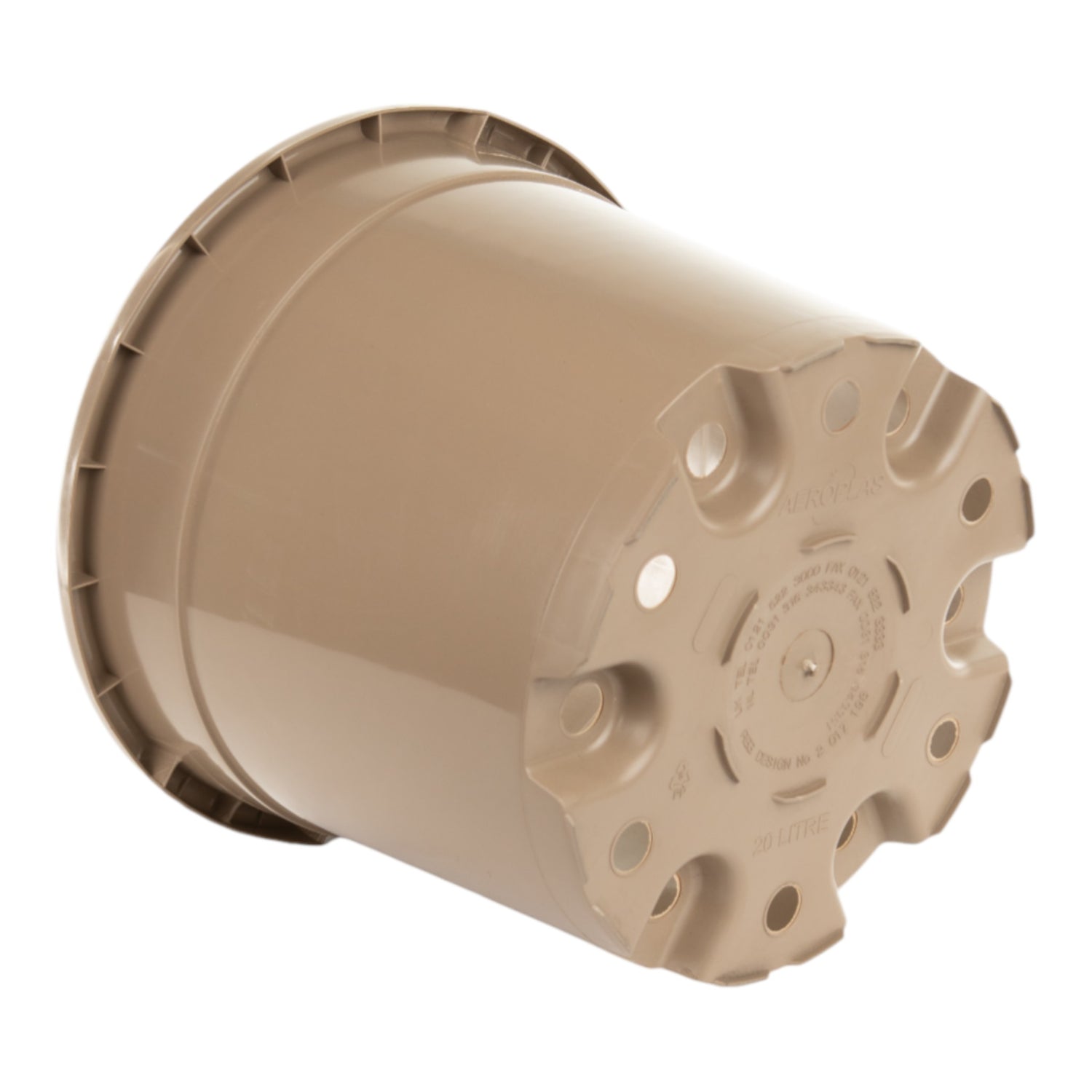 AEROPLAS 20ltr Non-Slotted Round Container Pot TAUPE (306 per pallet)