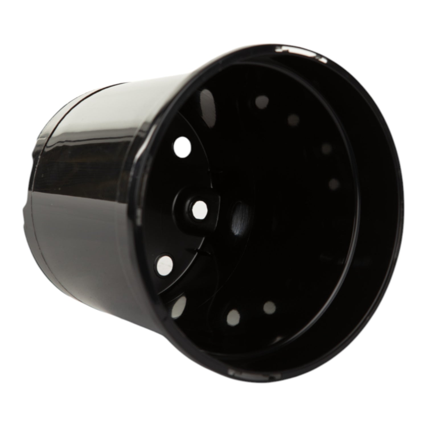 AEROPLAS 1ltr Slotted (25mm) Round Container Pot BLACK (6480 per pallet)
