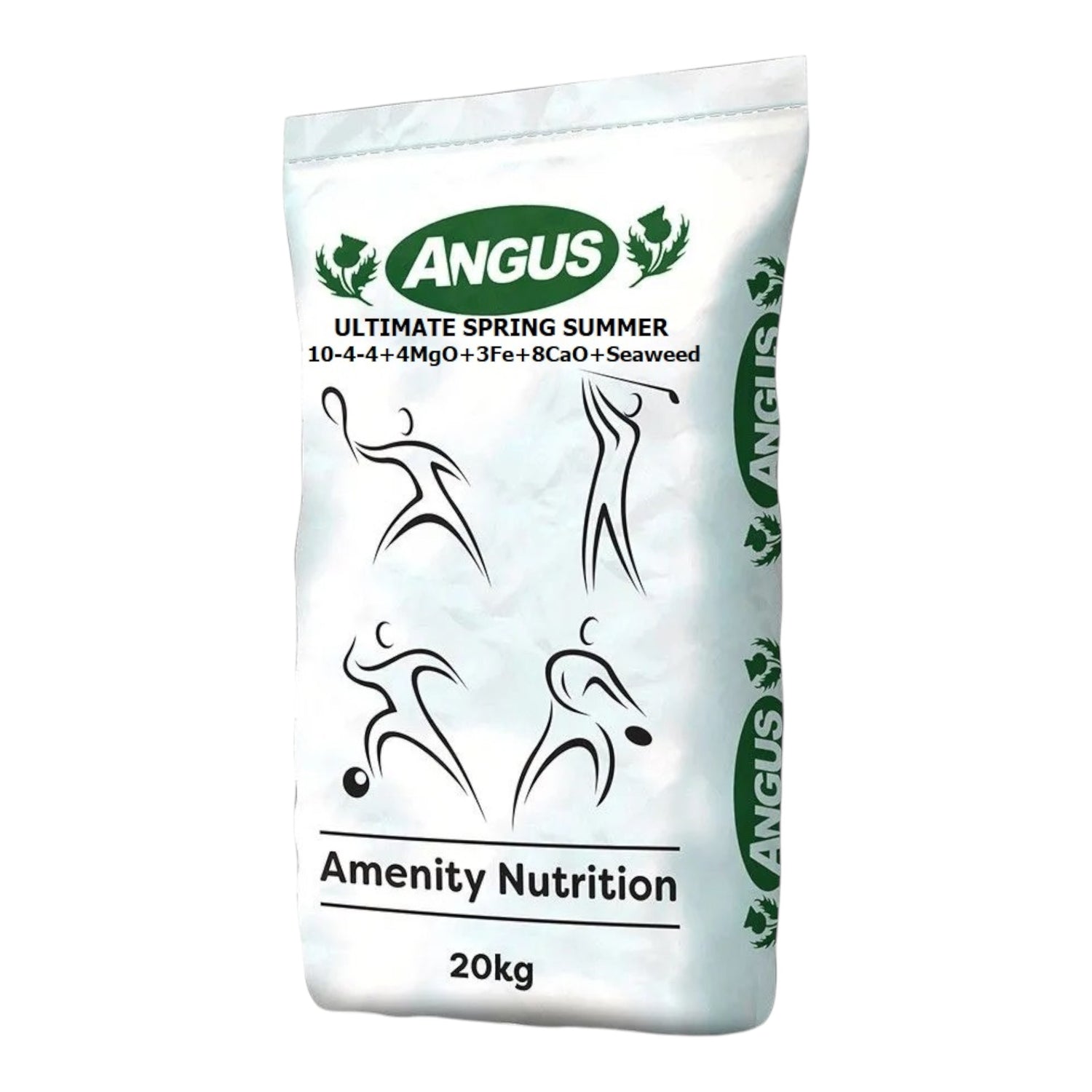 Angus Spring/Summer lawn feed 10-4-4 + 4MgO + 3Fe + 8CaO + seaweed (1-2.5mm)