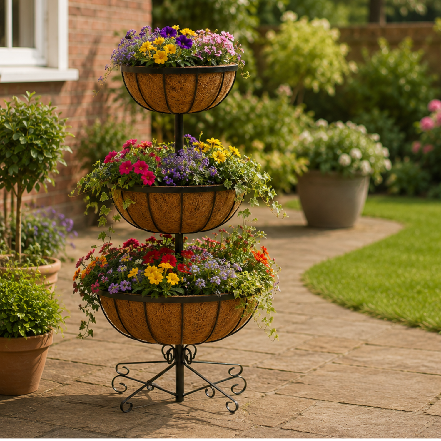 GROWERS OWN Ascot 3-Tier Metal Floor Planter 12" 14" 16" x 112cm (h)