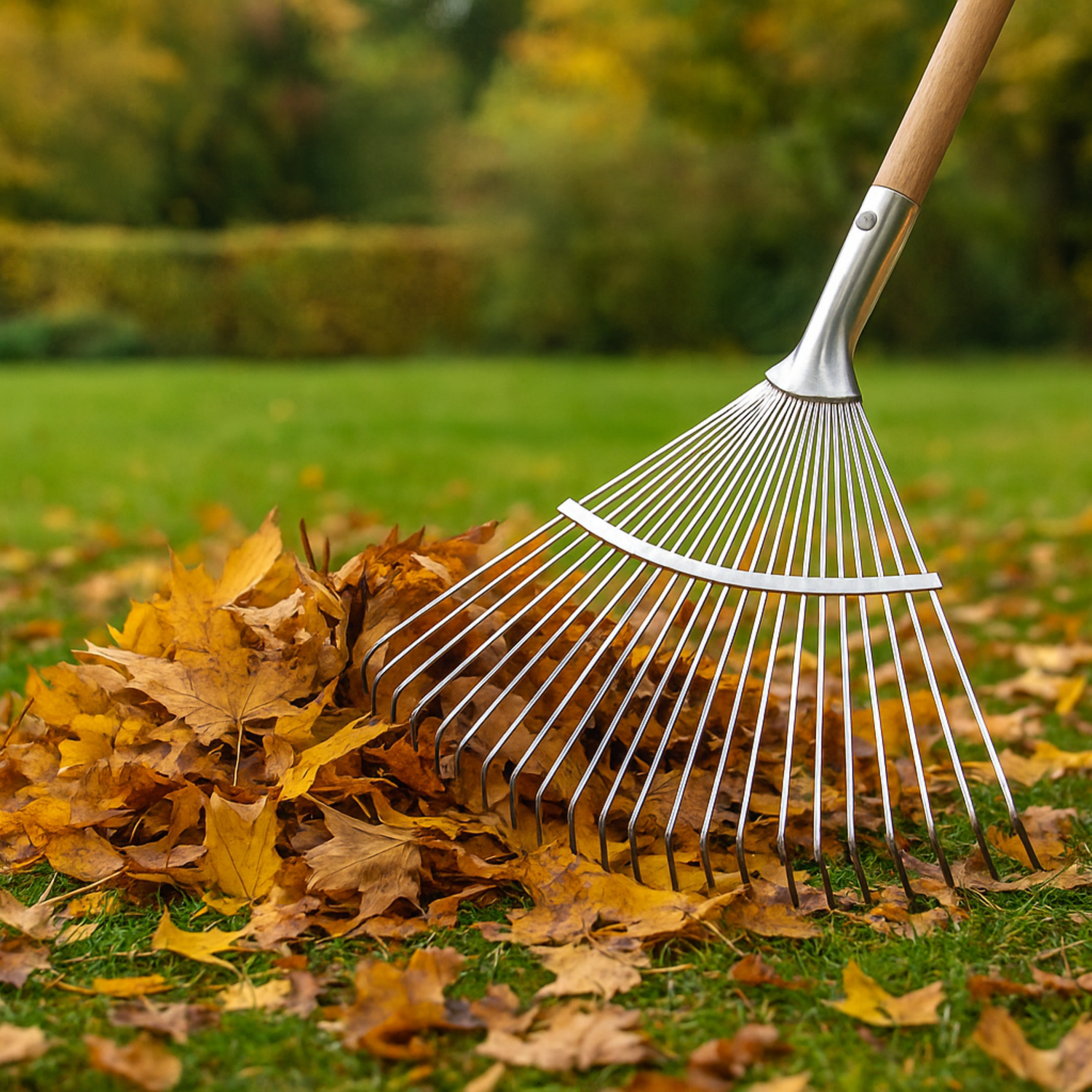 Growers Own Stainless Steel Lawn and Leaf Rake w/ Ashwood Handle