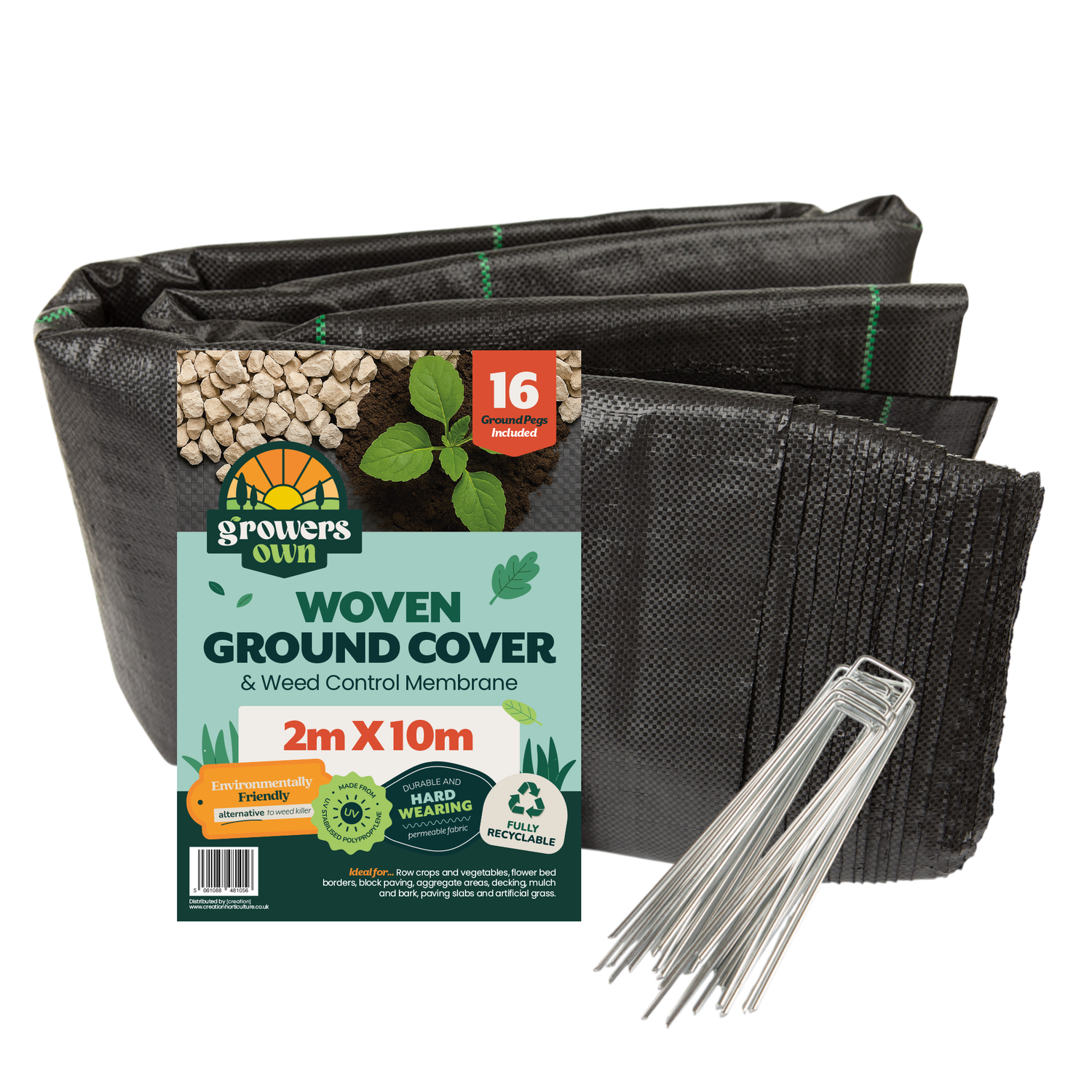 Ground Cover Lines 100GSM 2M x 10M with 16 pegs
