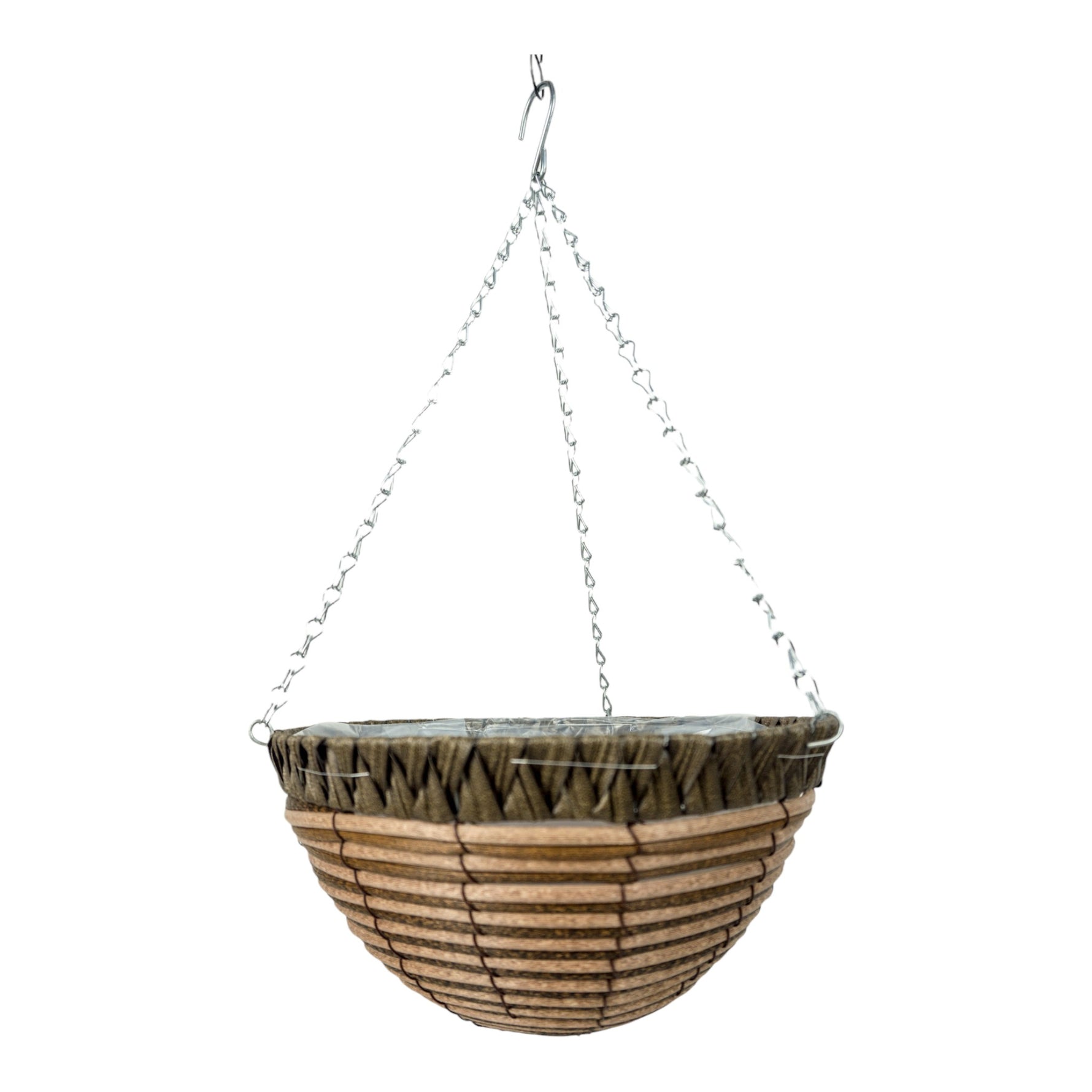 Growers Own Belvoir Round Plastic Rattan Hanging Basket wholesale hanging baskets UK wholesale garden supplies hanging baskets bulk