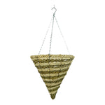 Growers Own Longleat Cone Hanging Basket Mountain Grass and Corn Rope wholesale hanging baskets UK wholesale garden supplies hanging baskets bulk