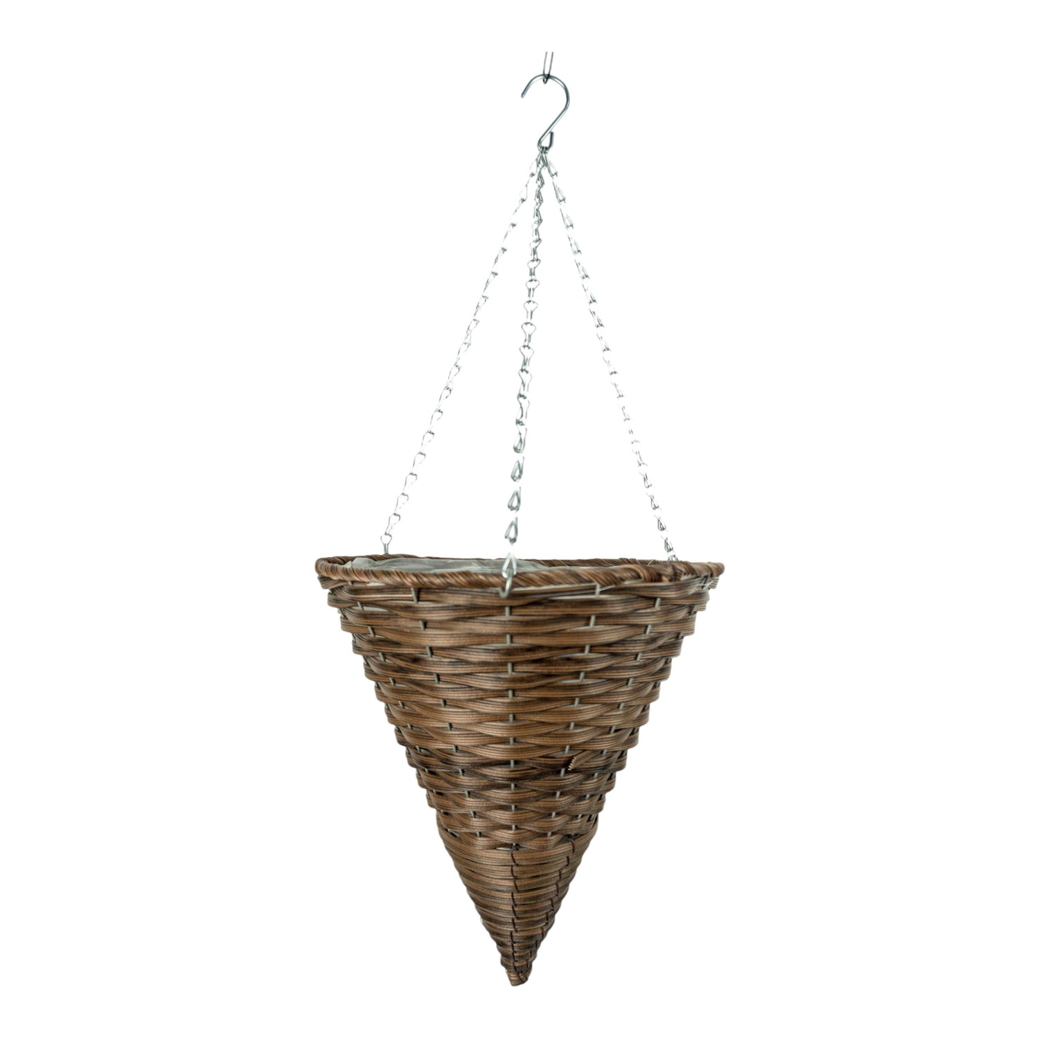 Growers Own Wentworth Cone Plastic Rattan Hanging Basket wholesale hanging baskets UK wholesale garden supplies hanging baskets bulk