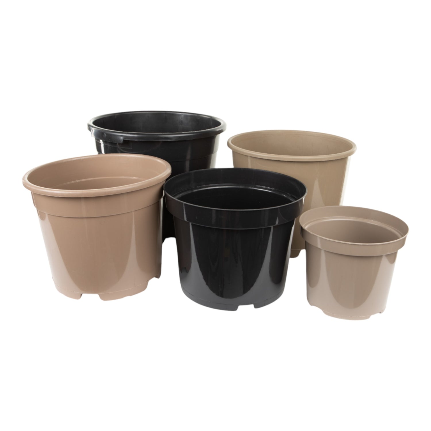 AEROPLAS 10ltr Non-Slotted Round Container Pot TAUPE (net of 50 / 15 per pallet)