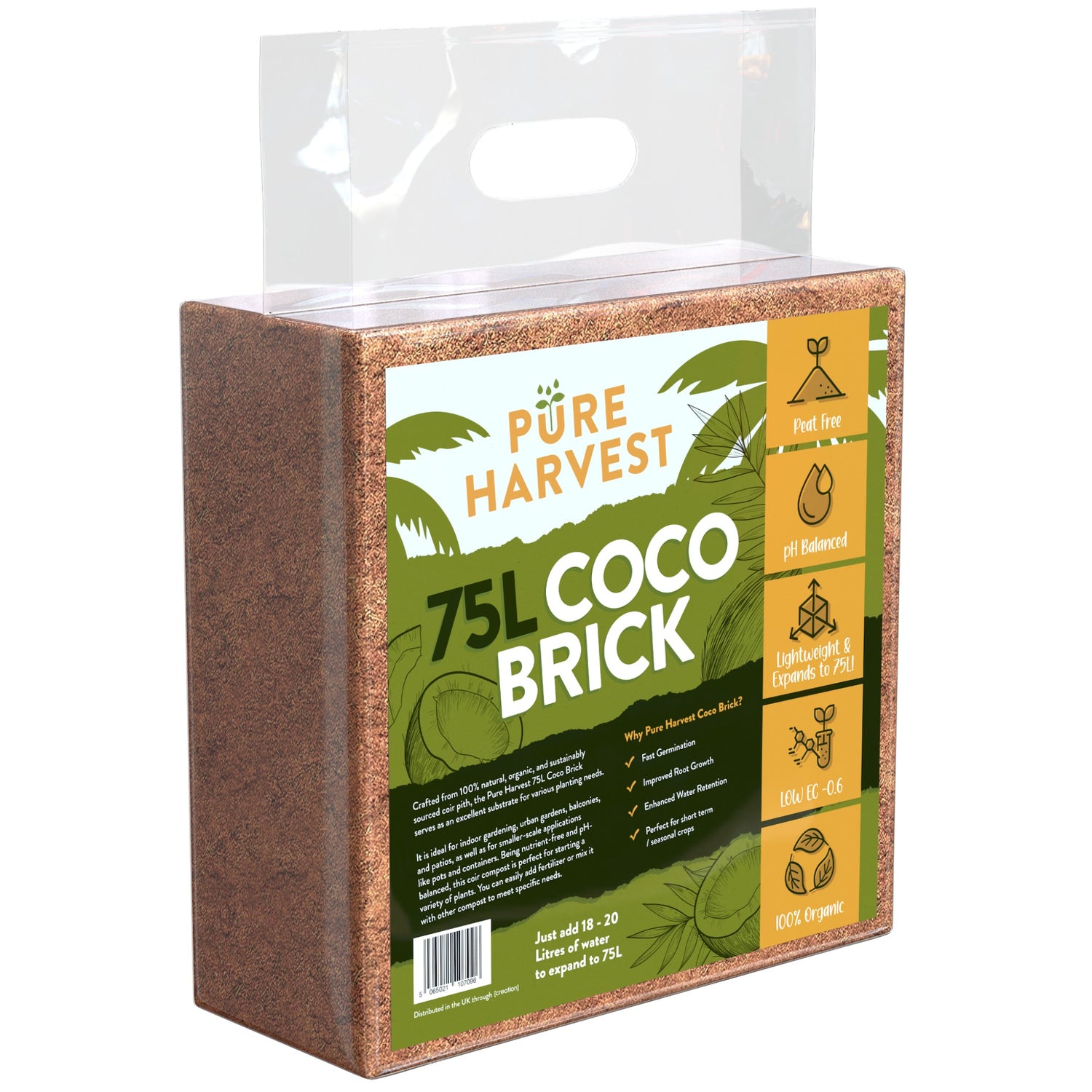 Pure Harvest Coco Brick 75L (240 Per Pallet)