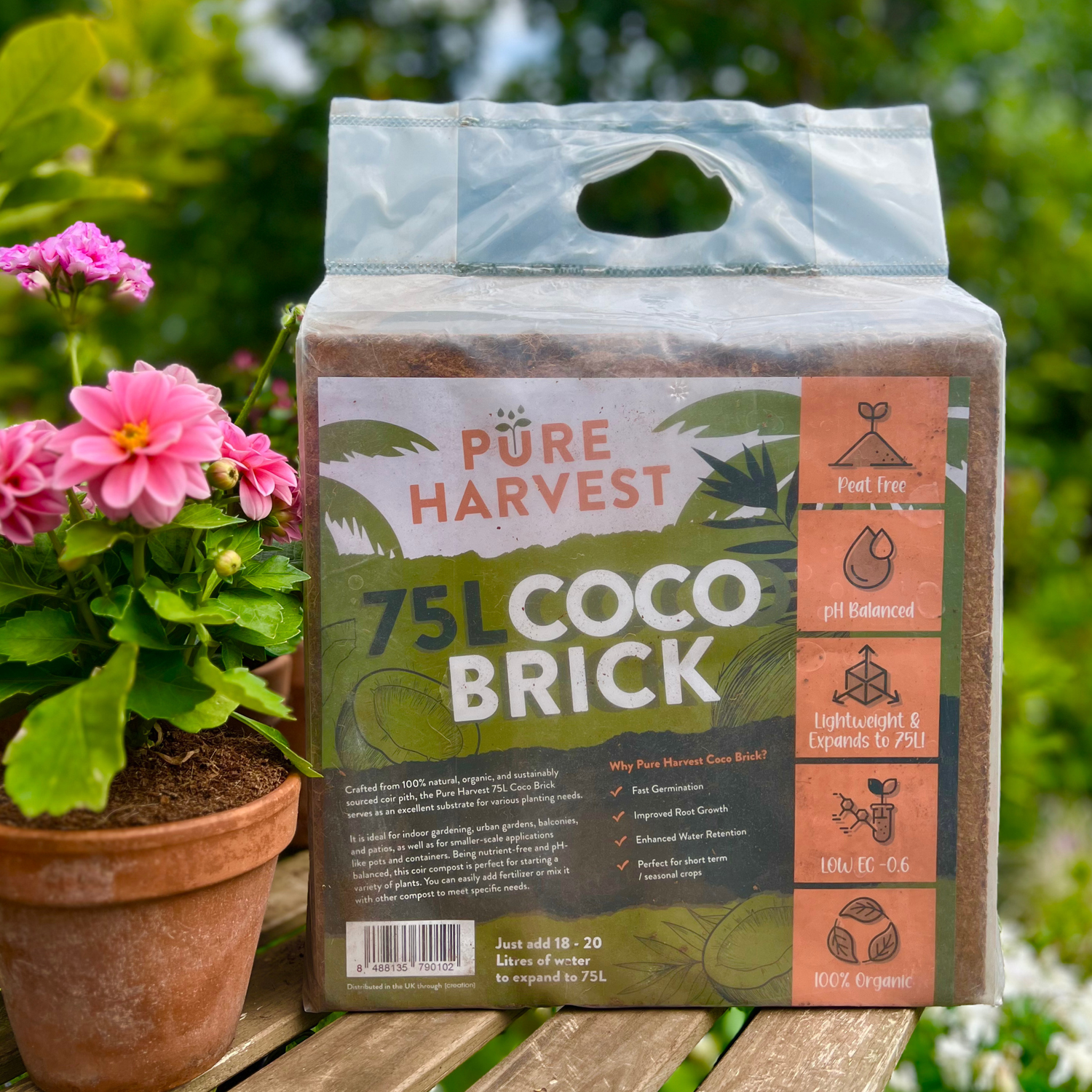 Pure Harvest Coco Brick 75L (240 Per Pallet)