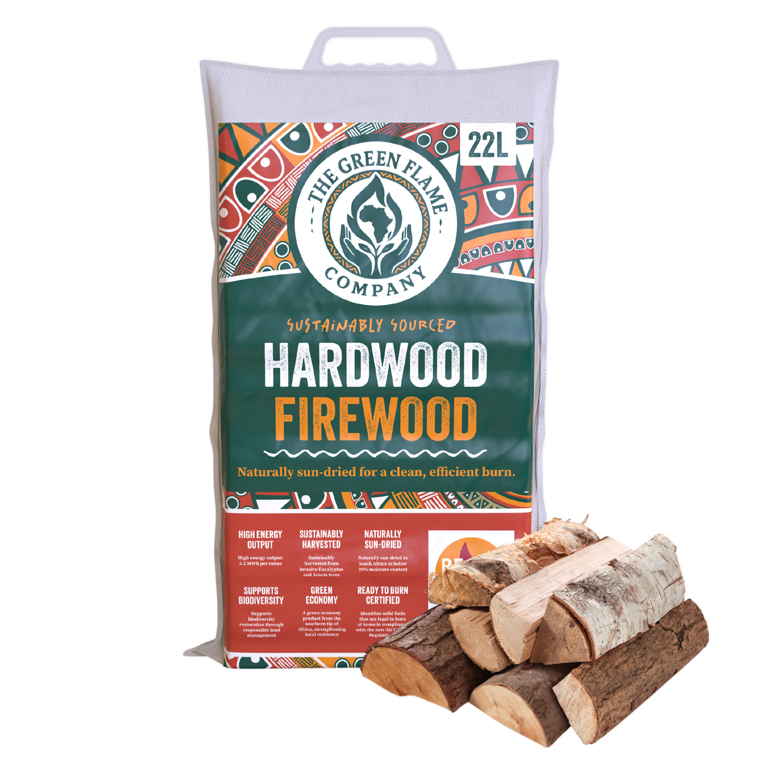 GREEN FLAME - Hardwood Firewood 22L Bag (90 bags per pallet)
